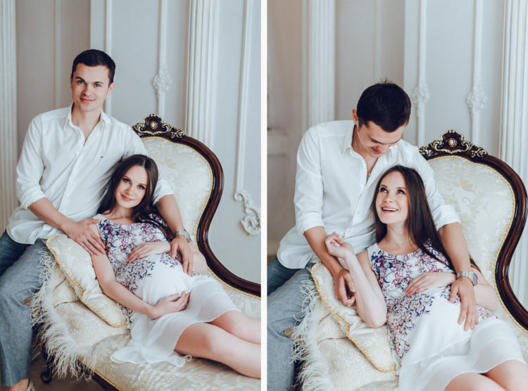 Фотосессия беременных Киев, Лав Cтори ( Love Story ), скмейная в фотостудии Рококо ( студийная )
